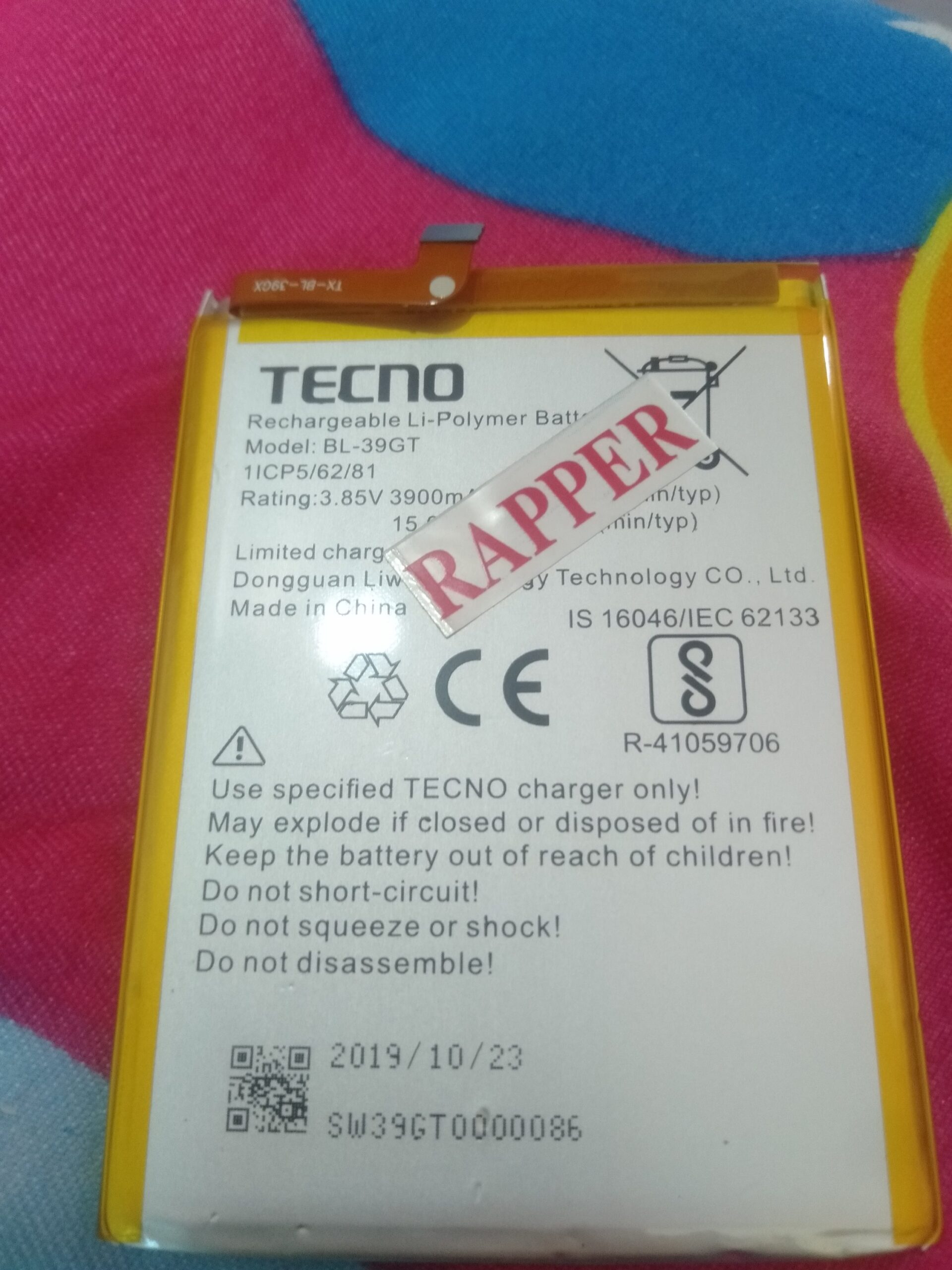 tecno in5 battery model name